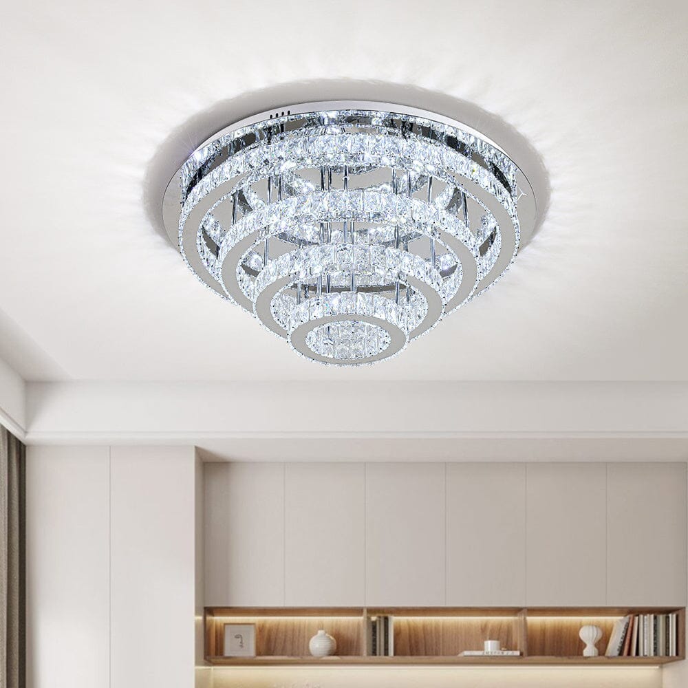 4-Tier Chic Crystal Flush Mount Ceiling Light Living and Home