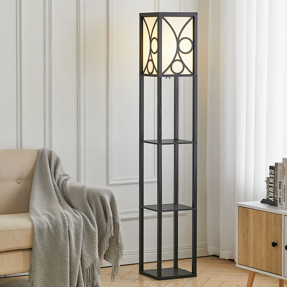 Modern Floor Lamp with 3 Wood Shelves Floorlamp Living and Home