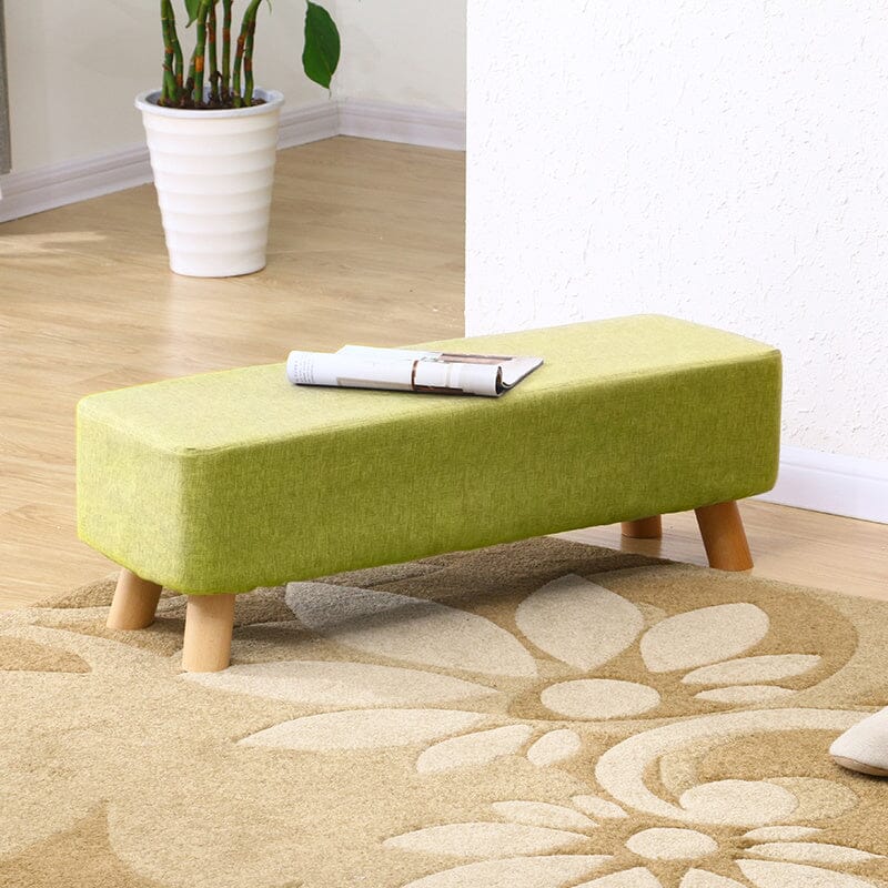Rectangular Tofu-shaped Footrest with Solid Wooden Legs Footstools Living and Home