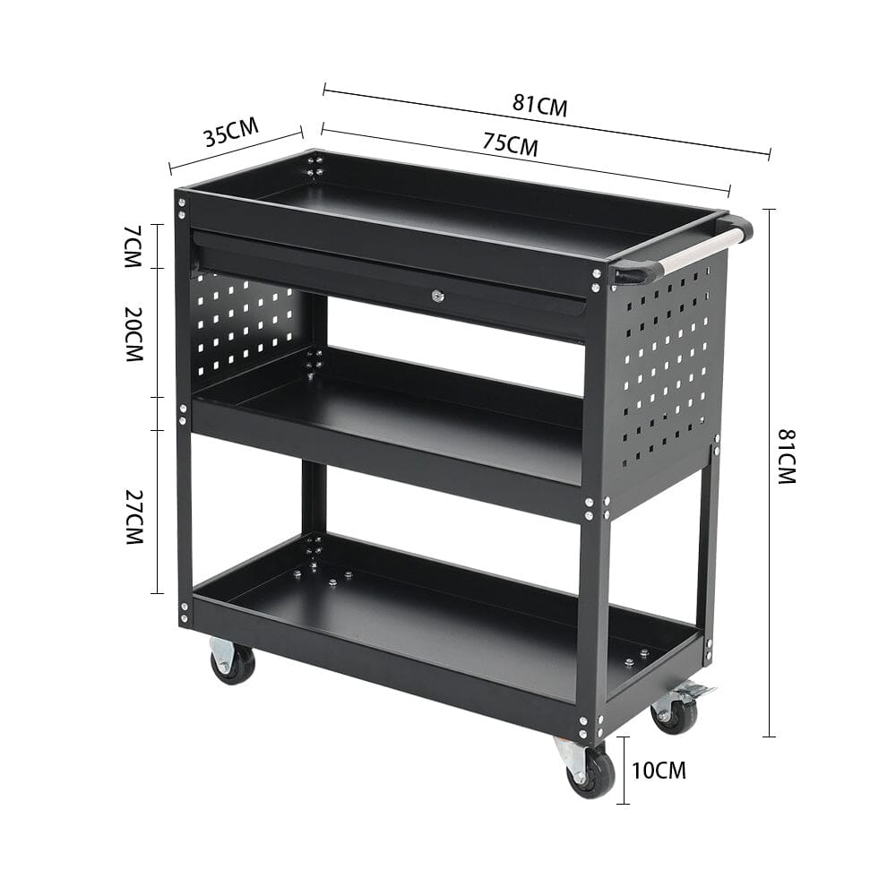 3 Tier Rolling Tool Cart with Lockable Drawer Tool Storage Cabinets Living and Home