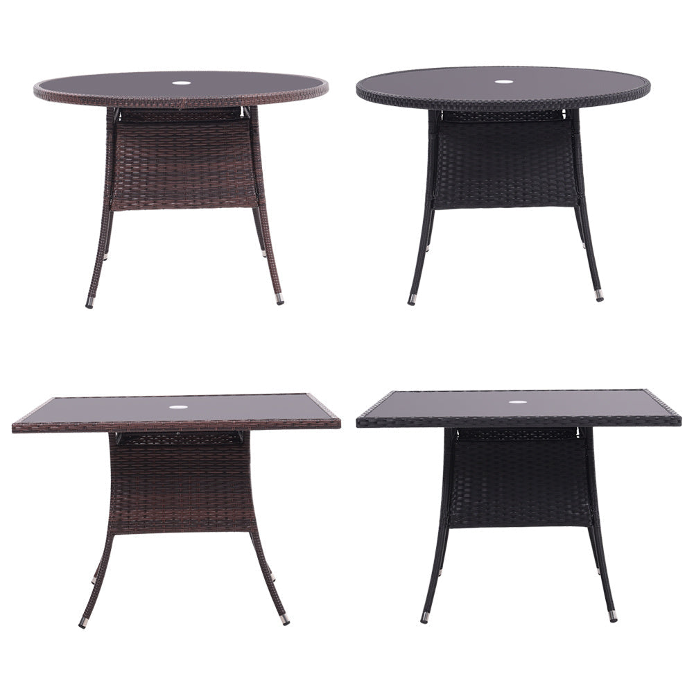 105cm Round/ Square Coffee Table Bistro Outdoor Garden Patio Tables & Parasol Hole Garden Dining Table