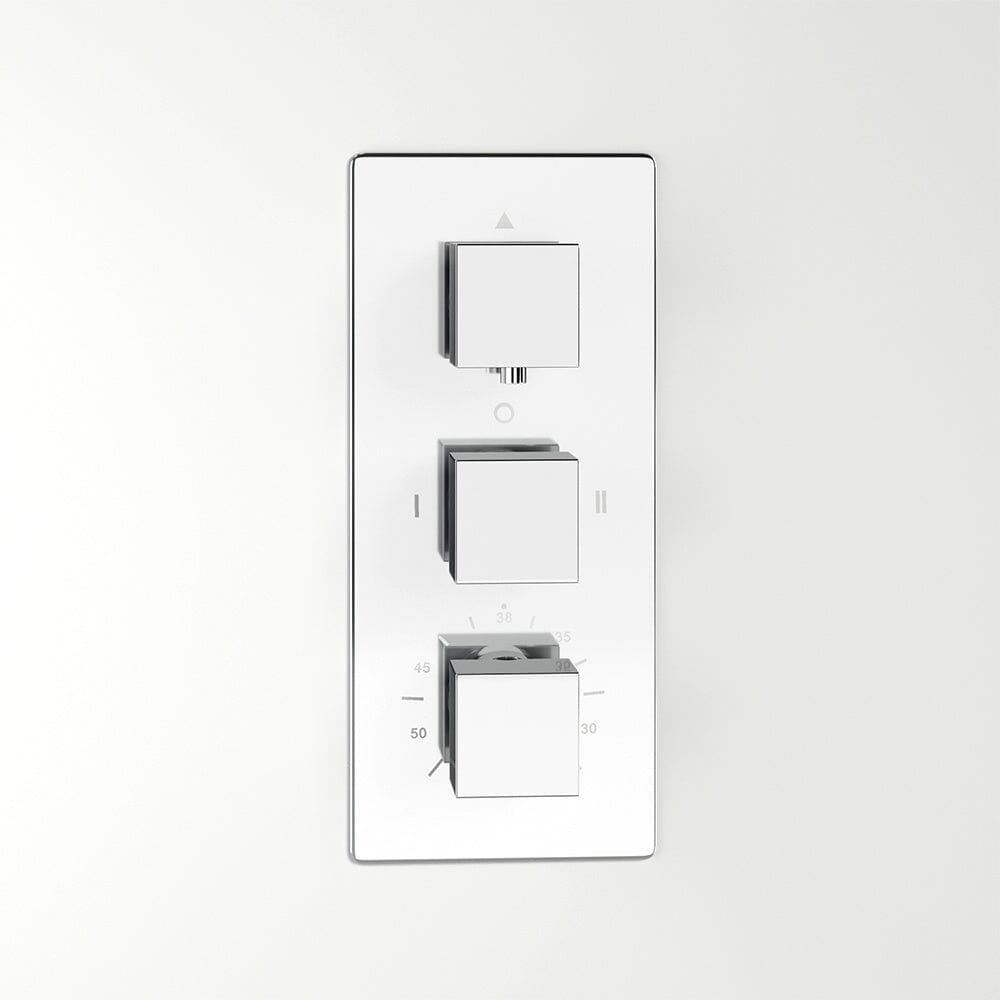 Chrome Square/Tound Thermostatic Shower Mixer Set Bathroom Shower Living and Home