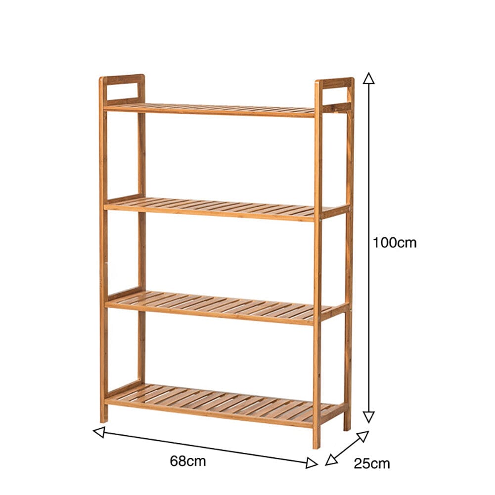 3 /4 Tiered Bamboo Wood Book Storage Shelf Living and Home
