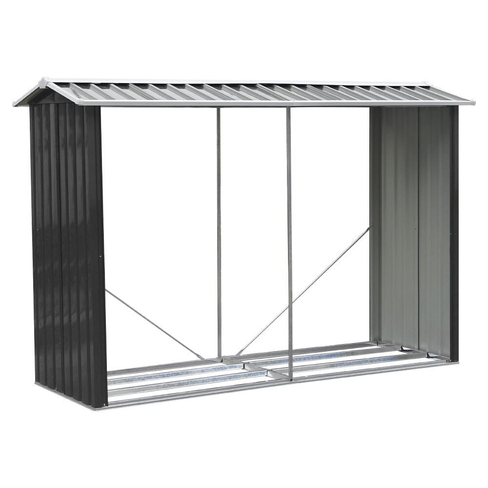 Outdoor Garden Log Storage Shed Steel Anthracite 240inchx86inchx160inch Garden Sheds Living and Home