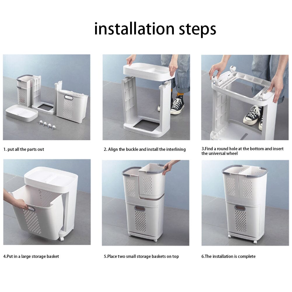 3 Tier Laundry Baskets Laundry Sorter Rolling Laundry Hamper Laundry Baskets Living and Home