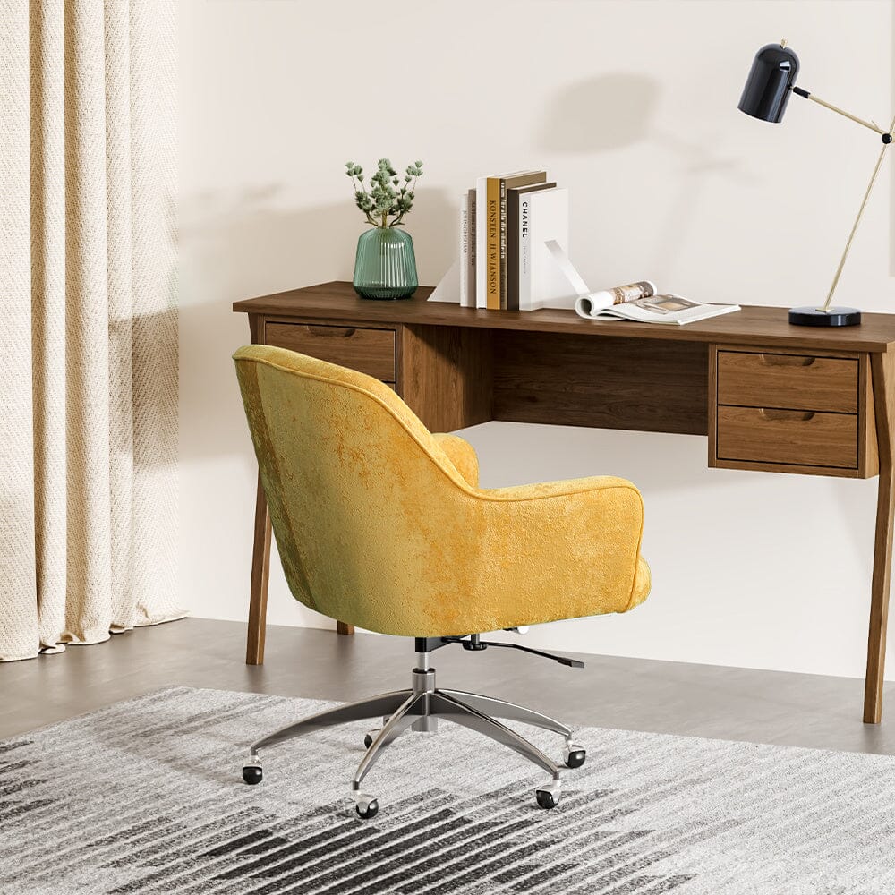 Velvet Upholstered Wheeled Swivel Office Chair Living and Home