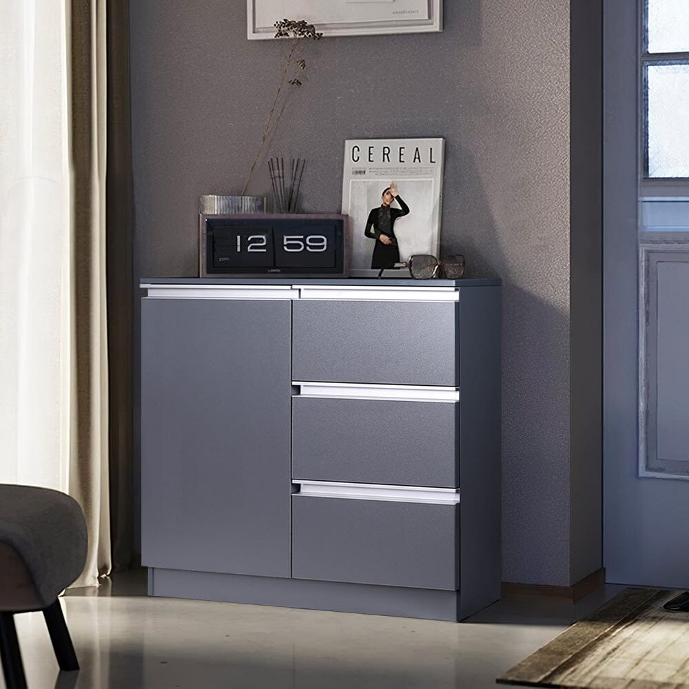 80cm W Grey Sideboard Cabinet with 3 Drawers Cabinets Living and Home