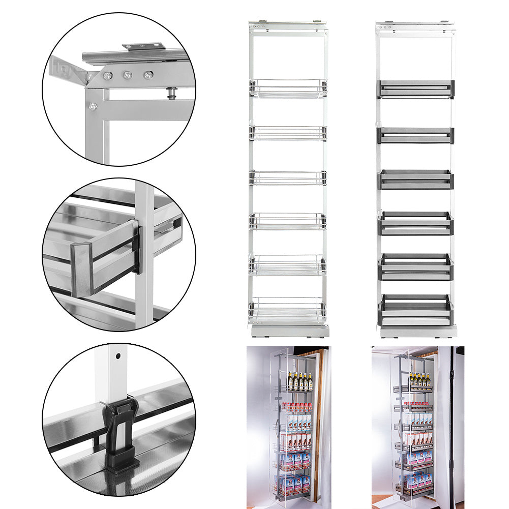 Livingandhome Tall and Narrow 6-Tier Metal Kitchen Pull-out Kitchen Cabinet Basket Shelf Living and Home