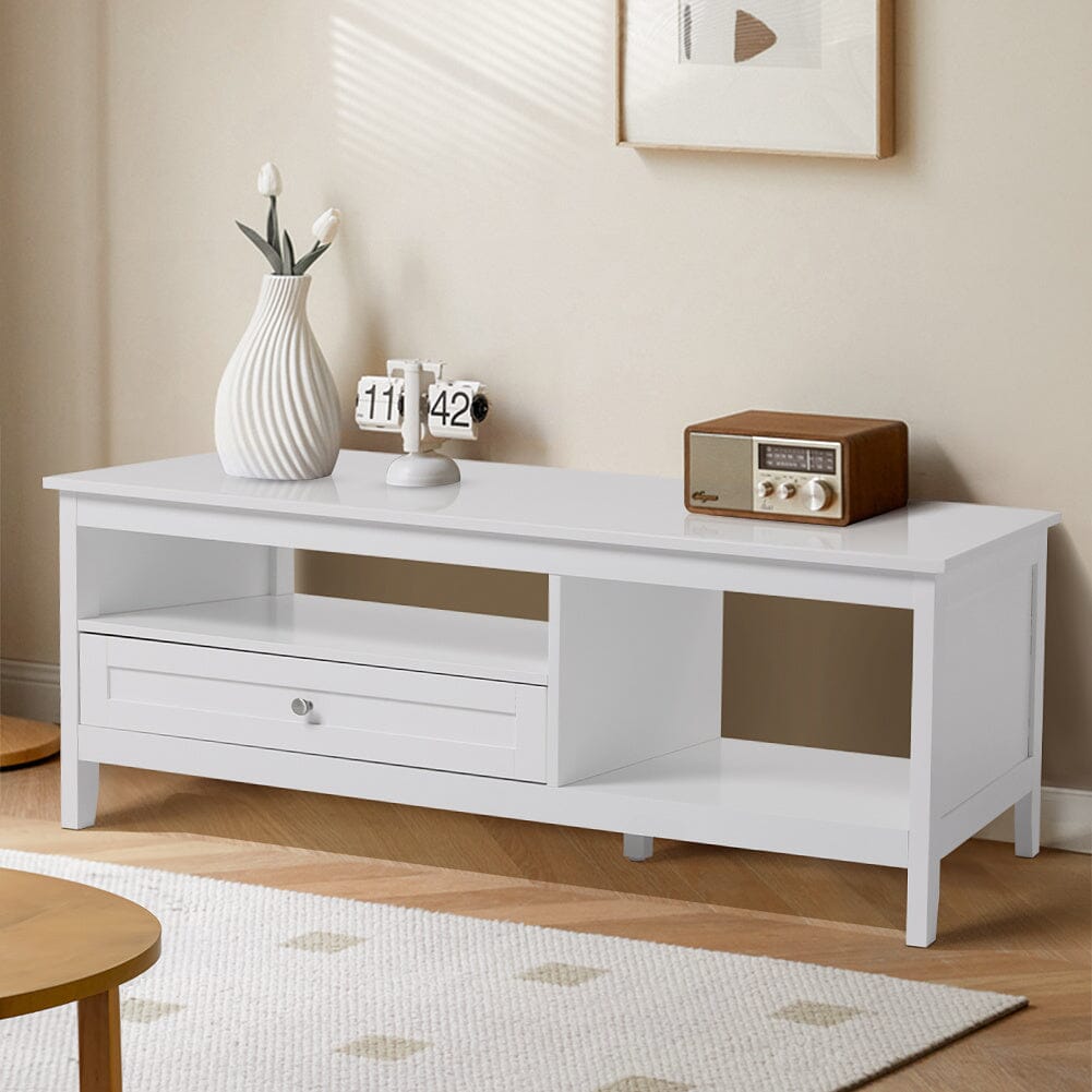 Classic White Coffee Table with Drawe Living and Home
