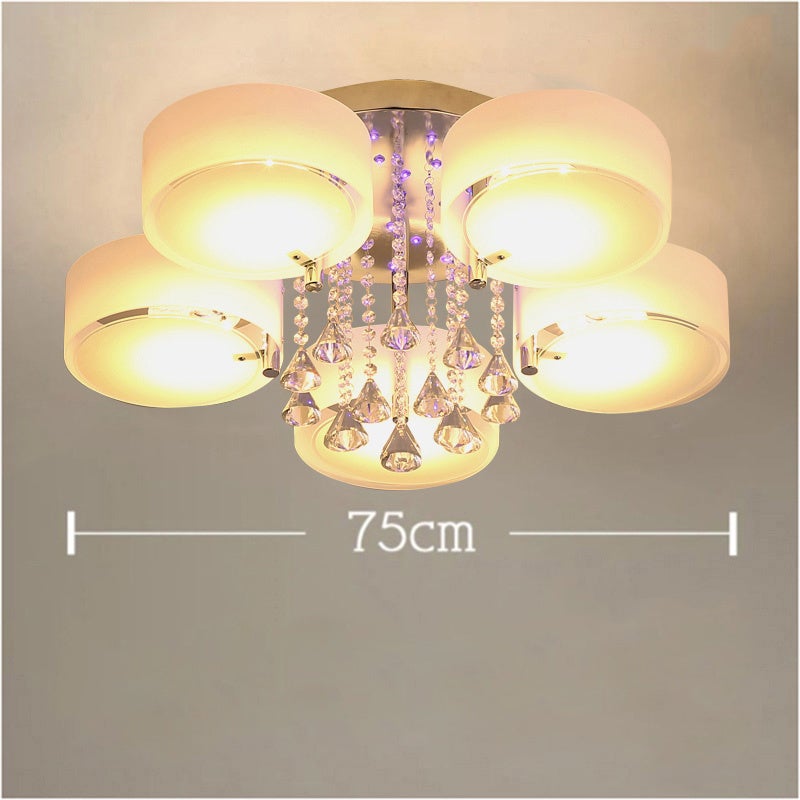 Ceiling Light Semi-Flush Mount , Cylindrical Acrylic Lampshades, Crystal Drops Ceiling Light Living and Home