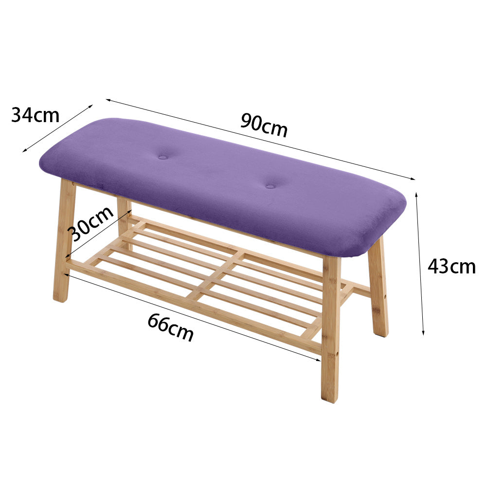 Shoe Bench Bamboo 2 Tier with Shoe Storage Rack Bench Living and Home