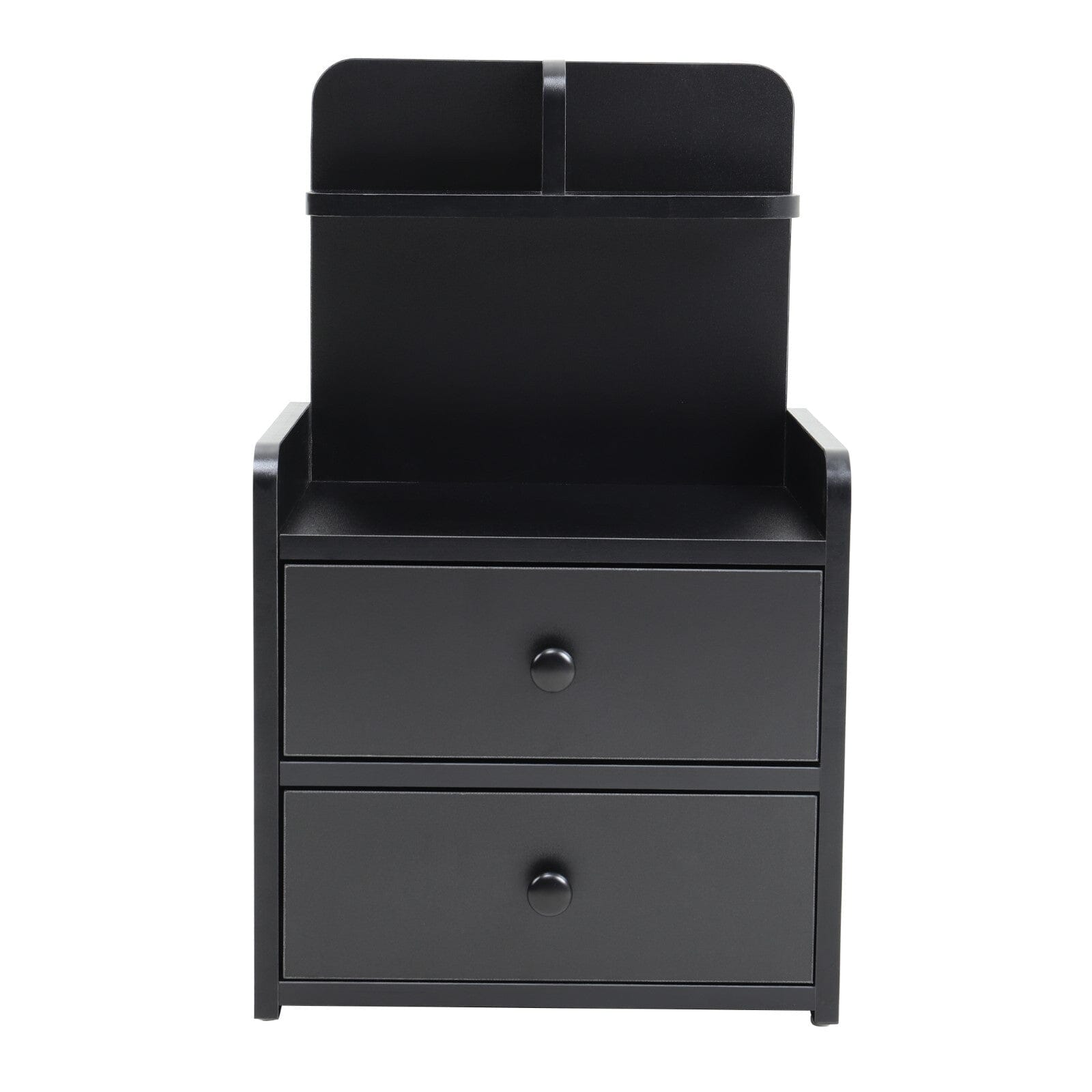 Minimalist Black Wooden Bedside Table with Drawers Cabinets Living and Home