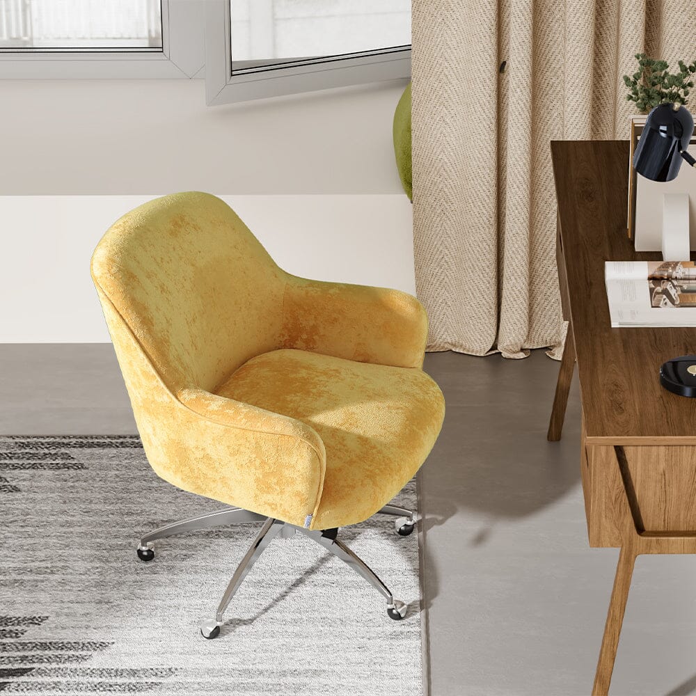 Velvet Upholstered Wheeled Swivel Office Chair Living and Home