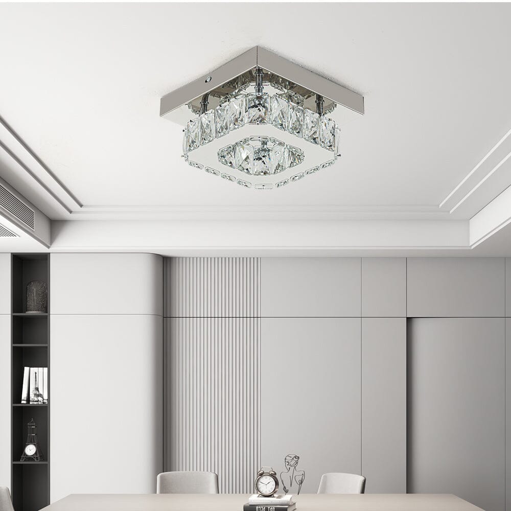 20cm Modern Square Crystal Ceiling Light Living and Home