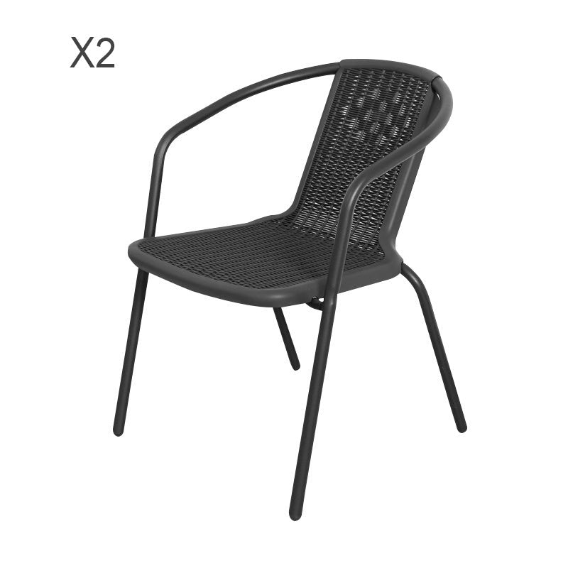 Garden Square Tempered Glass Table and Rattan Chairs GARDEN DINING SETS W 80 x L 80 x H 72 cm Table with 2 Chairs
