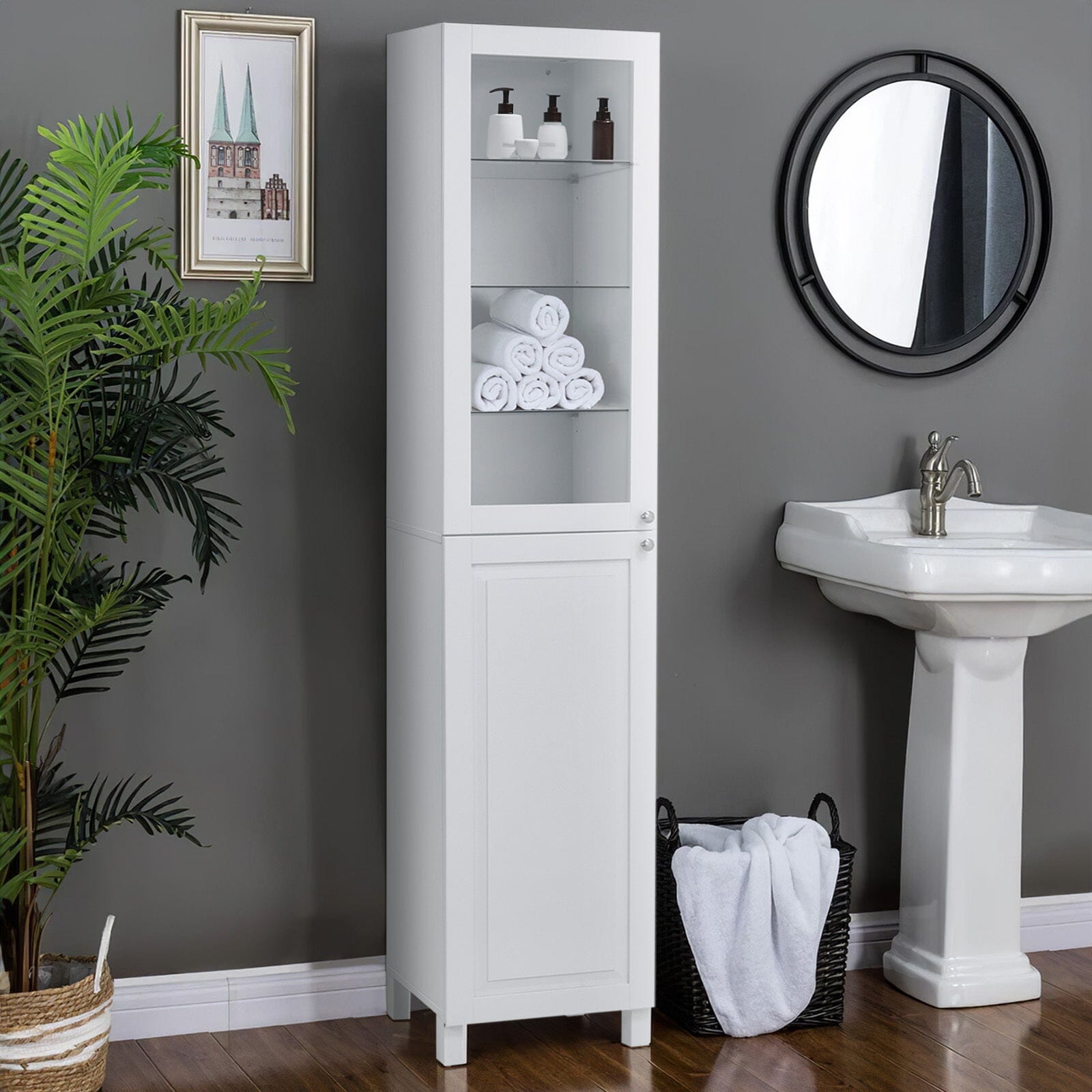 190cm H White 2-Door Tall Bathroom Cabinet Bathroom Cabinets Living and Home