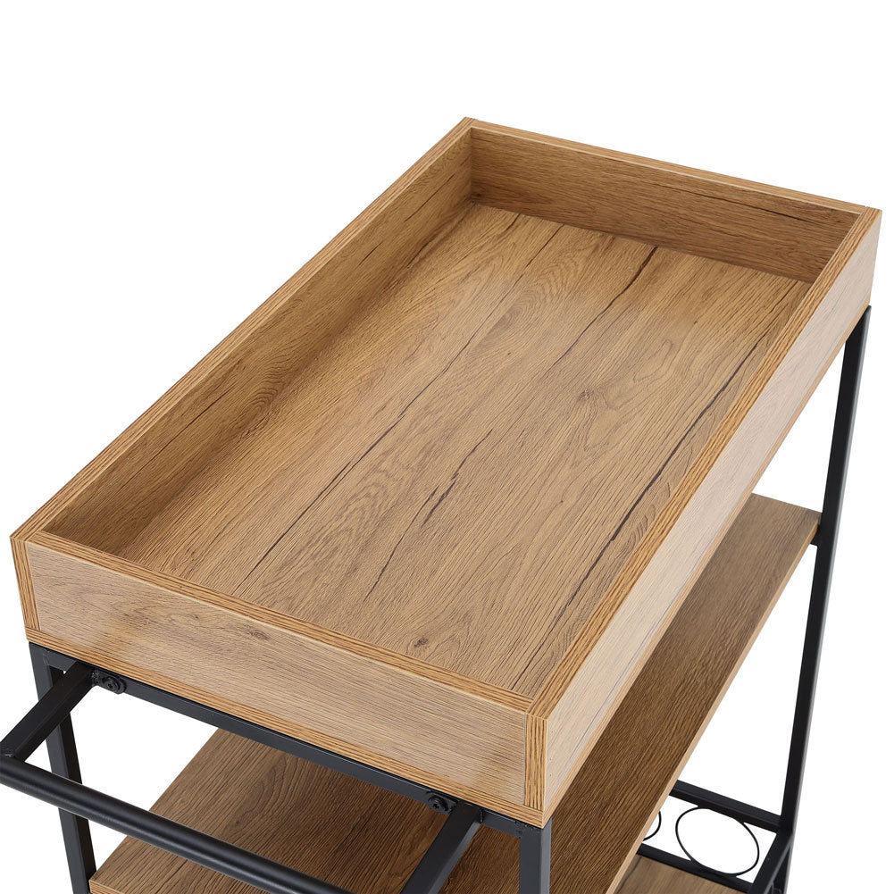 3-Tier Kitchen Cart Wine Serving Trolley Rolling Bar Island Kitchen Cart & Trolley Living and Home