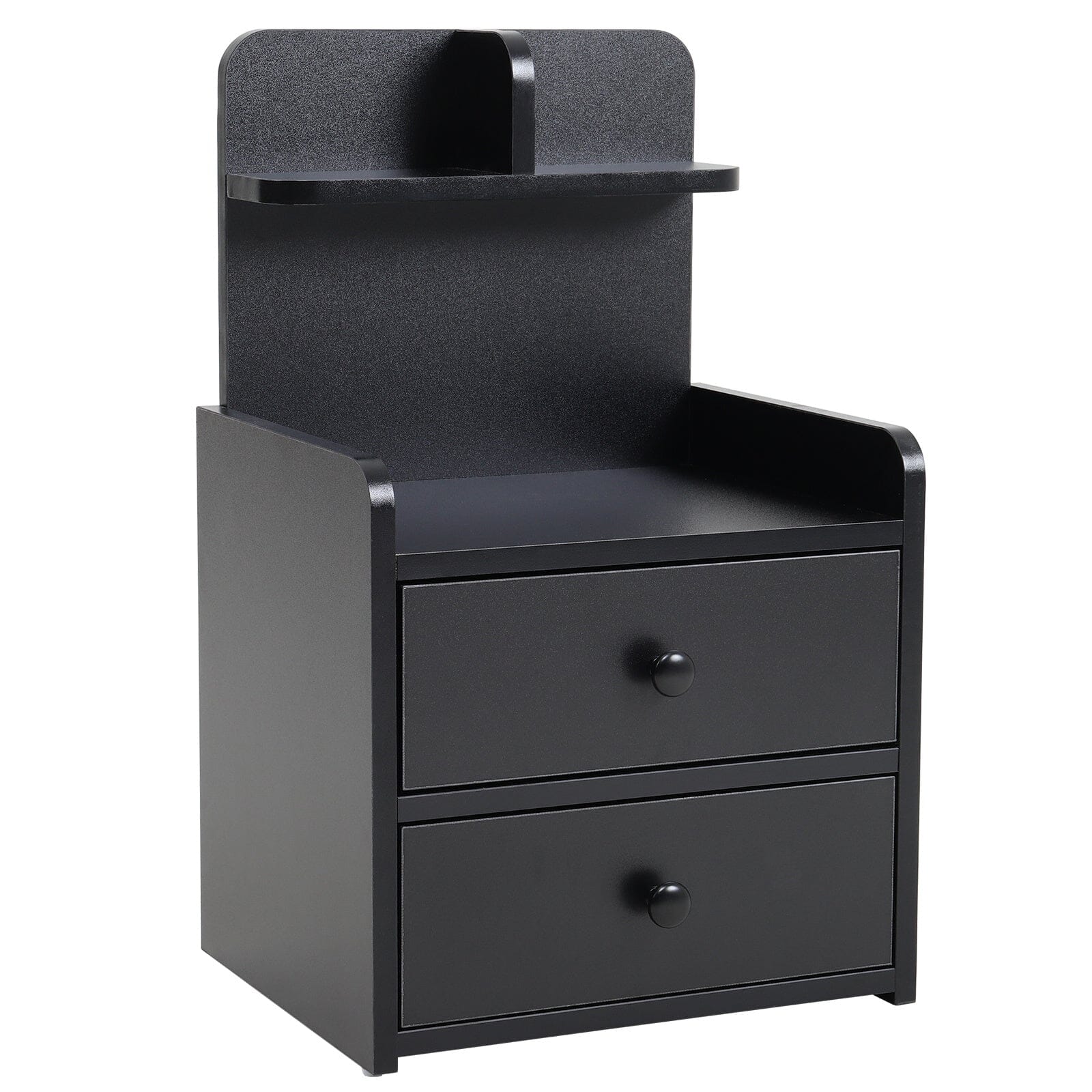 Minimalist Black Wooden Bedside Table with Drawers Cabinets Living and Home