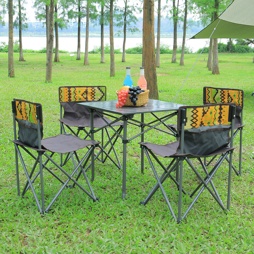 5 Piece Folding Camping Table and Chairs Set Portable with Carrying Bag Sun Loungers