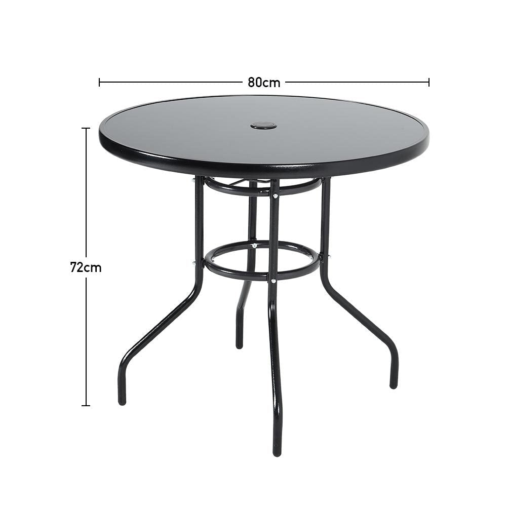 Patio Table Garden Coffee Table Dining Table with Umbrella Stand Hole Garden Dining Table
