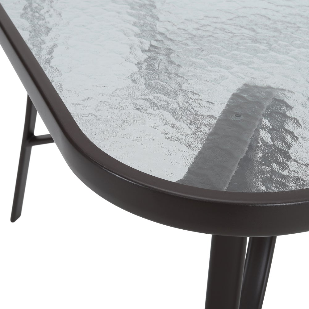 Patio Table Garden Coffee Table Rectangle Dining Table with the Umbrella Stand Hole Garden Dining Table