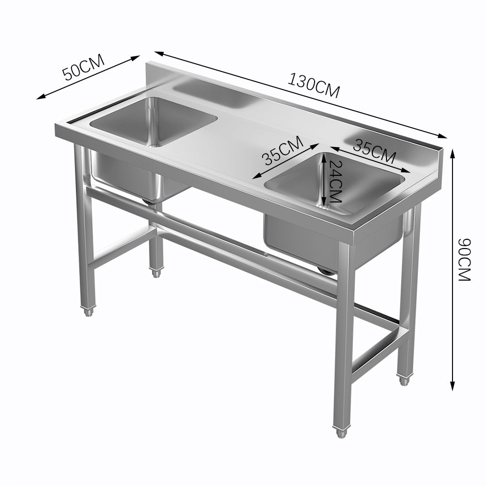 Stainless Steel Kitchen Sink Double Bowls Wash Basin with Drinboard Kitchen Sink Living and Home
