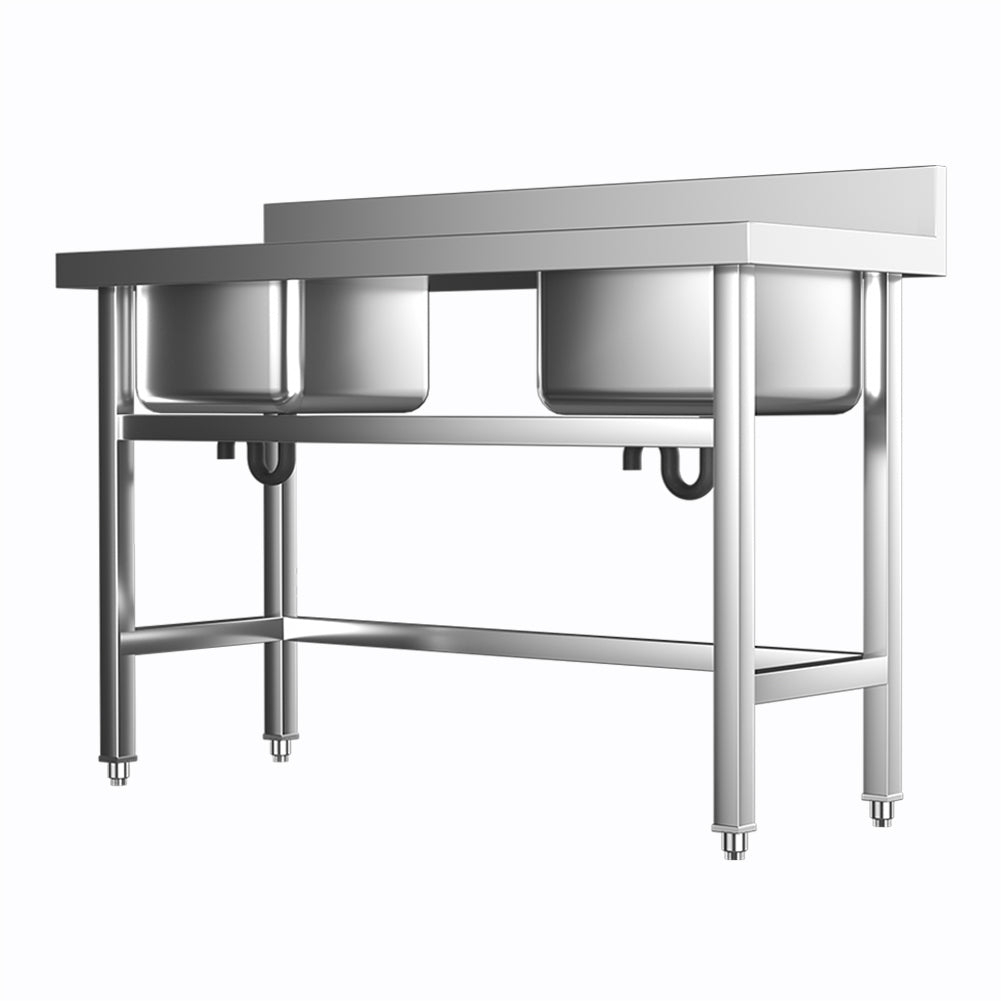 Stainless Steel Kitchen Sink Double Bowls Wash Basin with Drinboard Kitchen Sink Living and Home