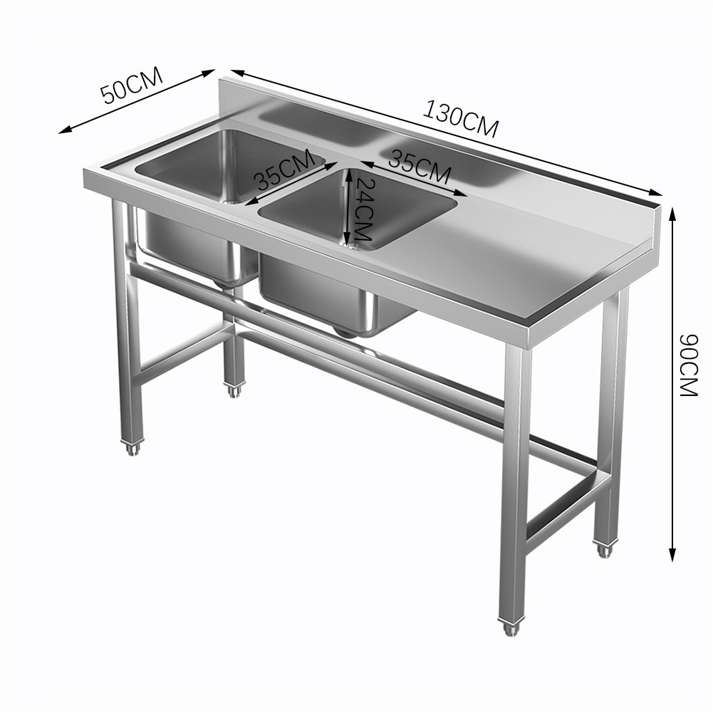 Stainless Steel Kitchen Sink Double Bowls Wash Basin with Drinboard Kitchen Sink Living and Home