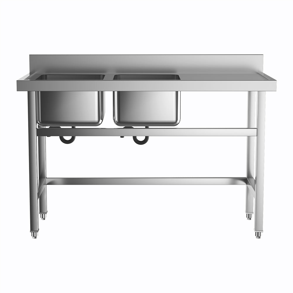 Stainless Steel Kitchen Sink Double Bowls Wash Basin with Drinboard Kitchen Sink Living and Home