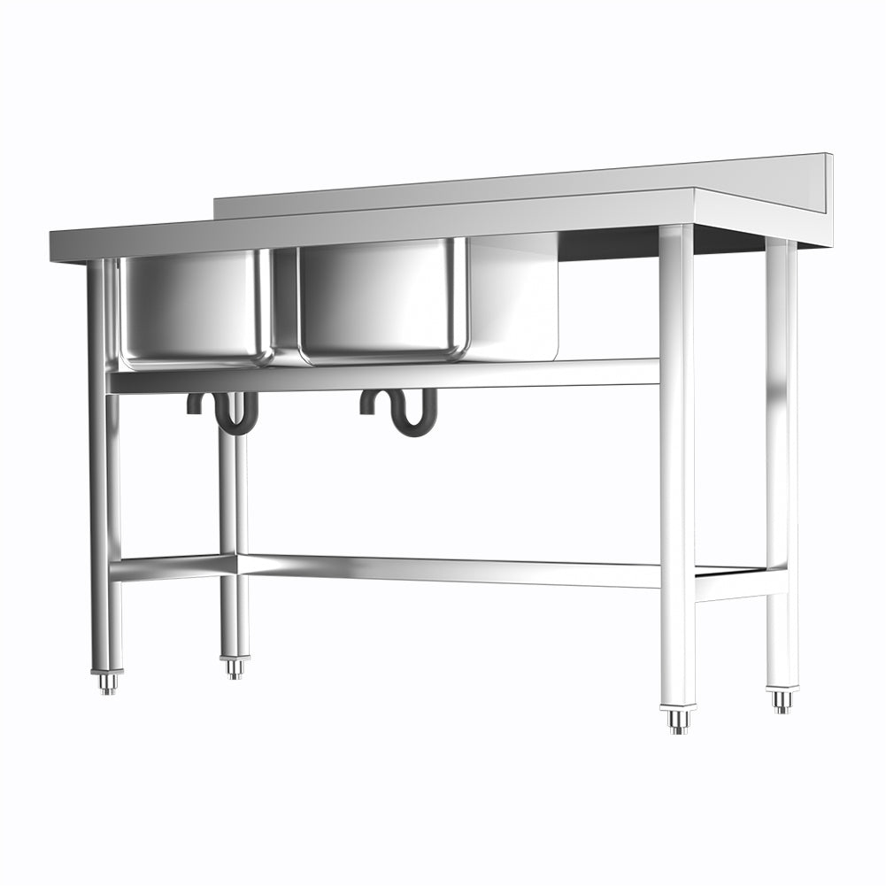 Stainless Steel Kitchen Sink Double Bowls Wash Basin with Drinboard Kitchen Sink Living and Home