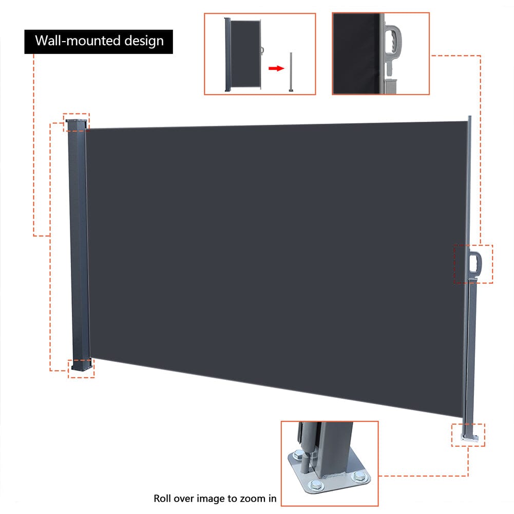 Retractable Single Side Awning - Grey Brown Patio Awnings Living and Home