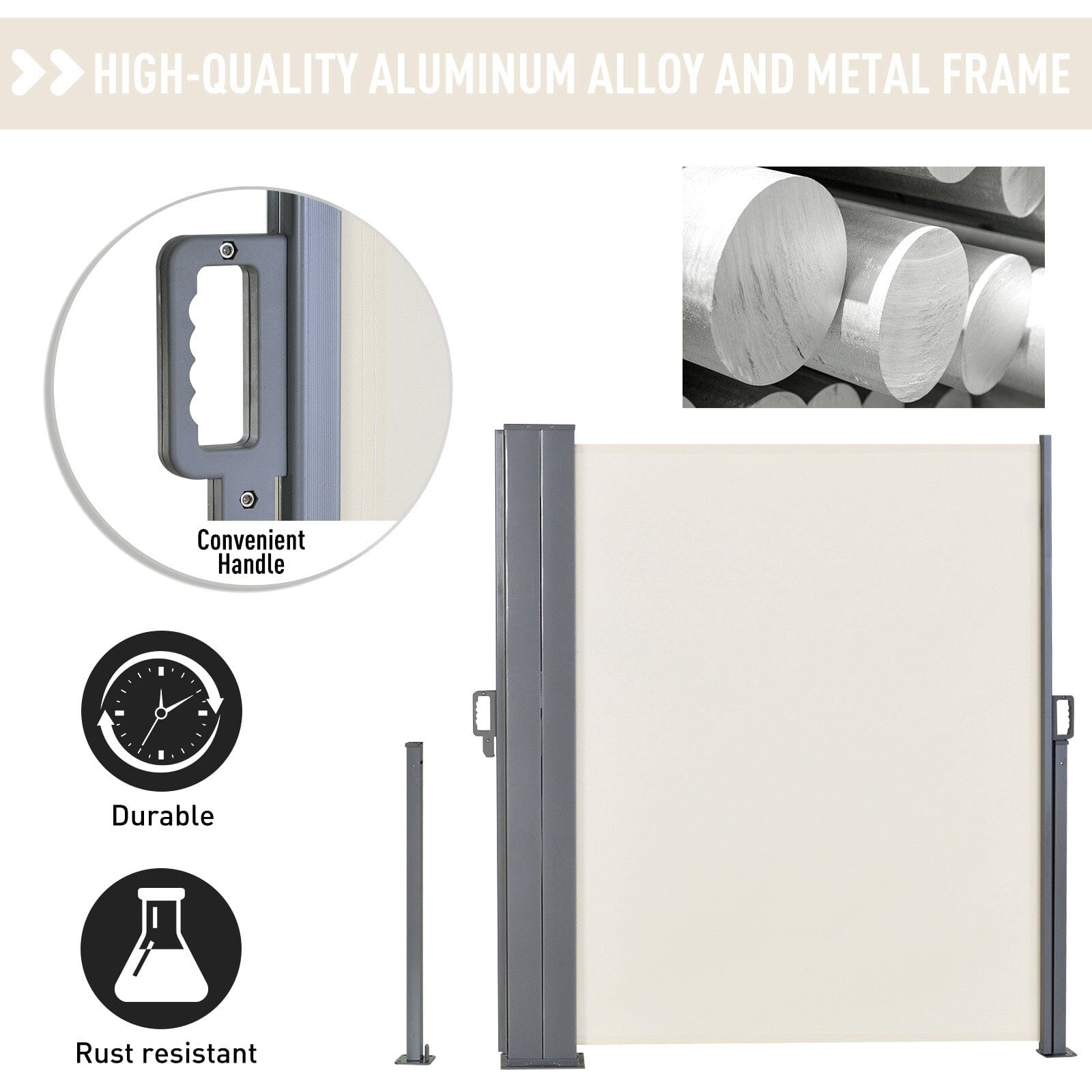 Retractable Double Side Awning - White Water Resistant Patio Awnings Living and Home