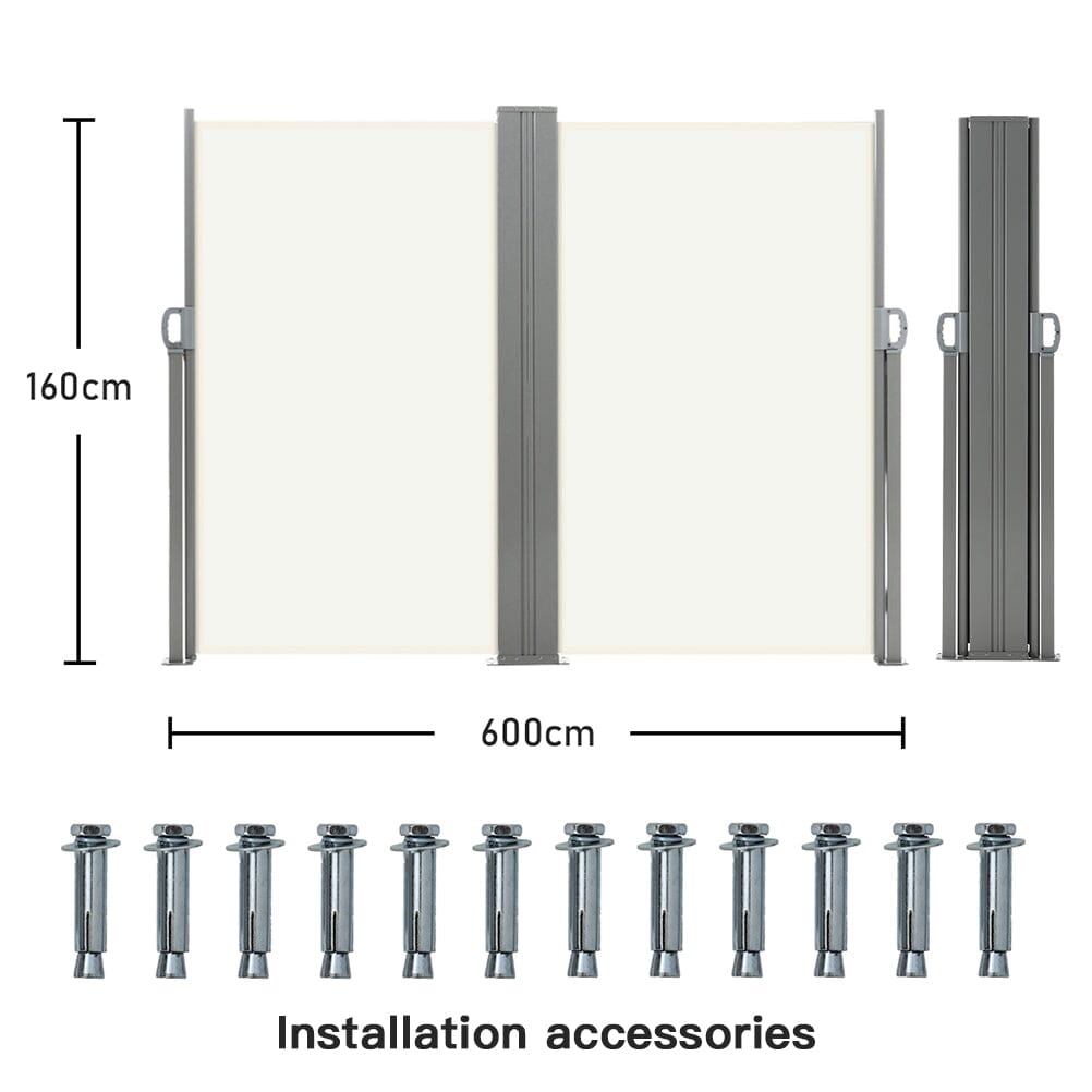 Retractable Double Side Awning - White Water Resistant Patio Awnings Living and Home