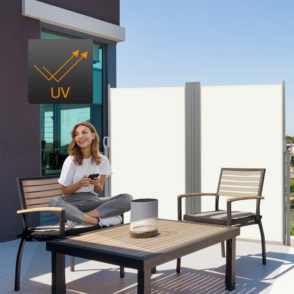 Retractable Double Side Awning - White Water Resistant Patio Awnings Living and Home