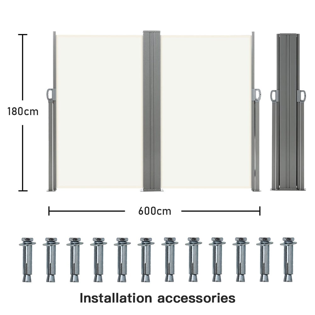 Retractable Double Side Awning - White Water Resistant Patio Awnings Living and Home