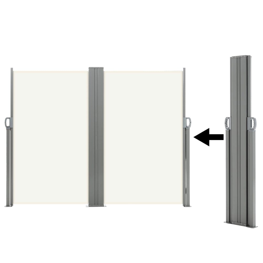 Retractable Double Side Awning - White Water Resistant Patio Awnings Living and Home