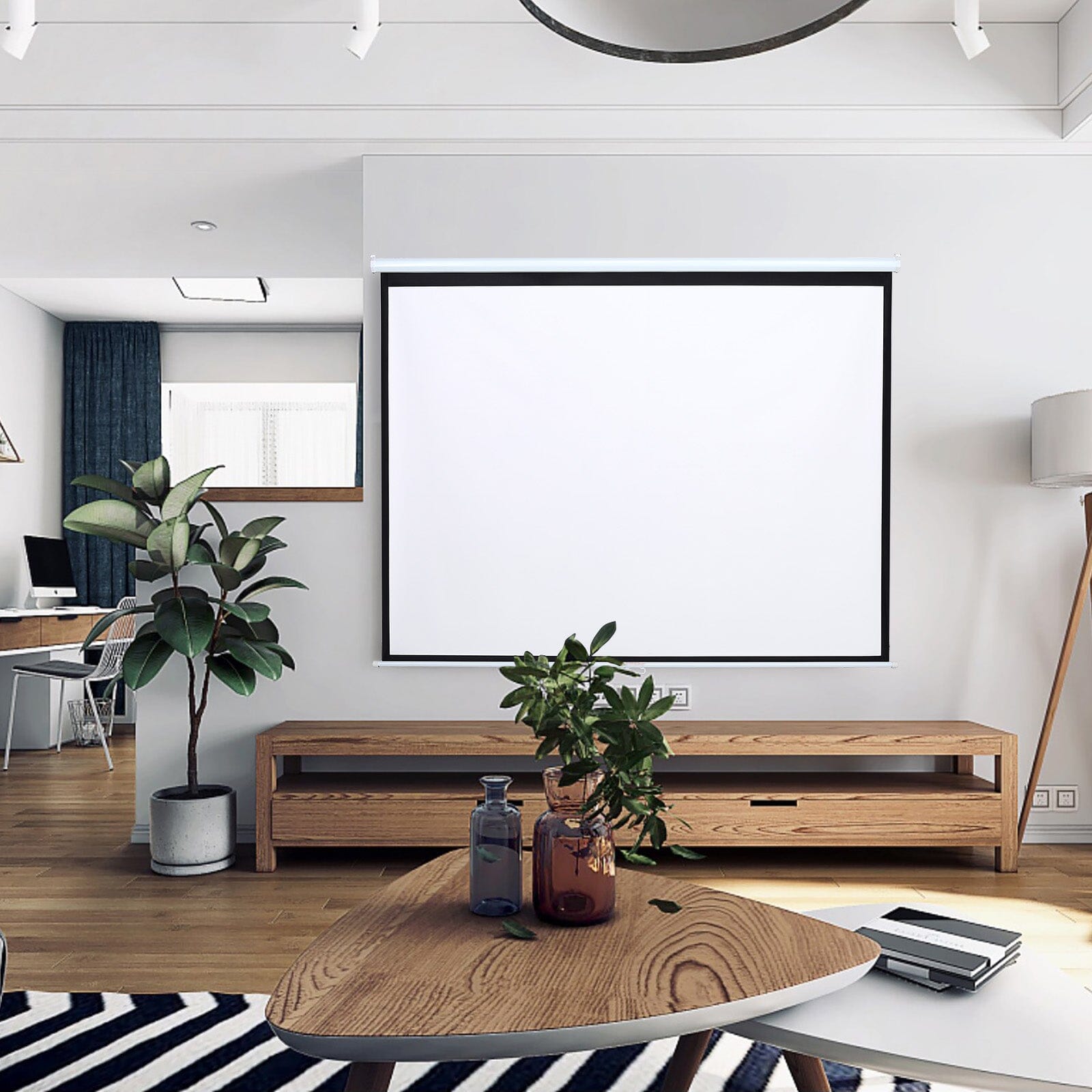 Manual Pull Down Retractable Projector Screen 4:3 Projector Screens Living and Home