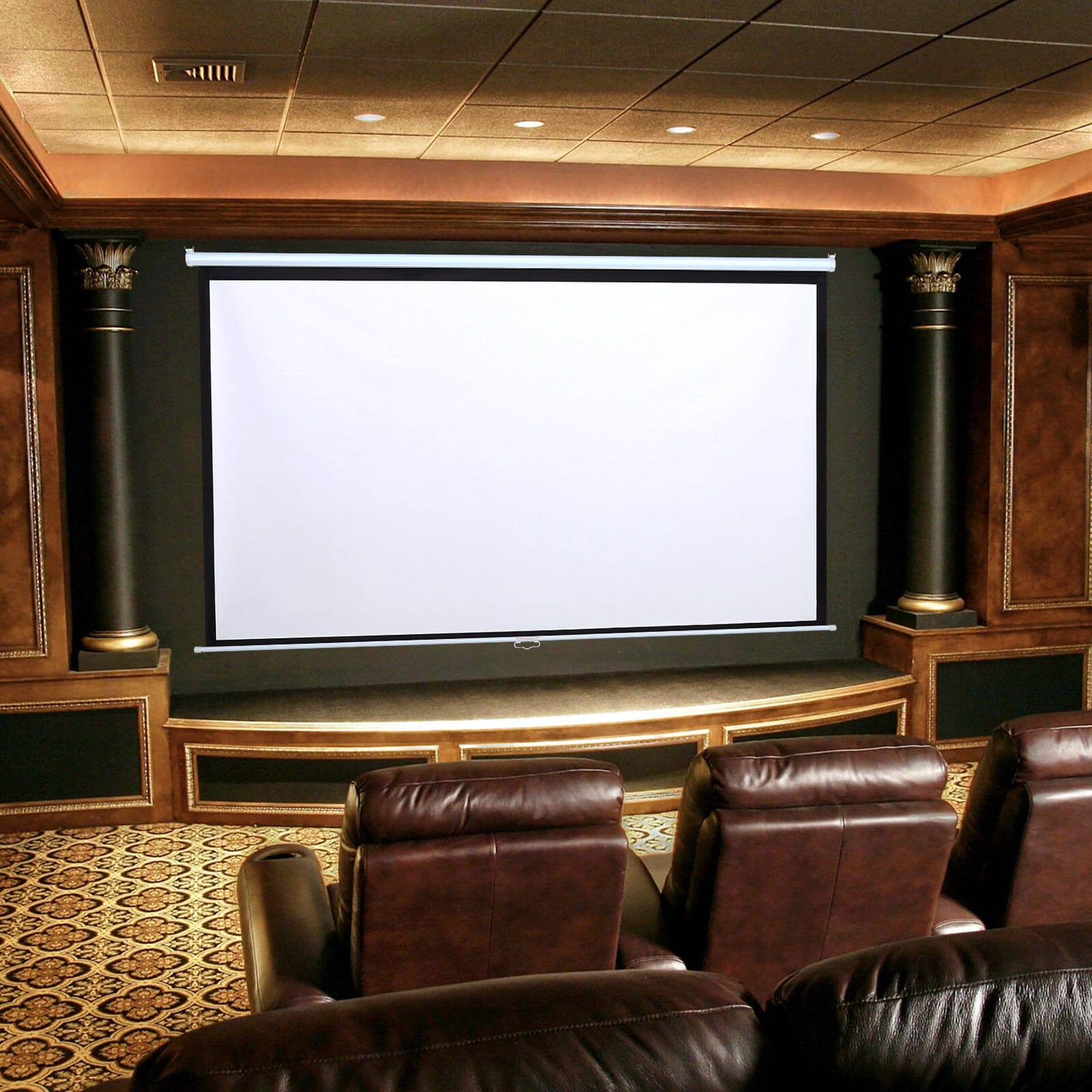 Manual Pull Down Retractable Projector Screen 4:3 Projector Screens Living and Home