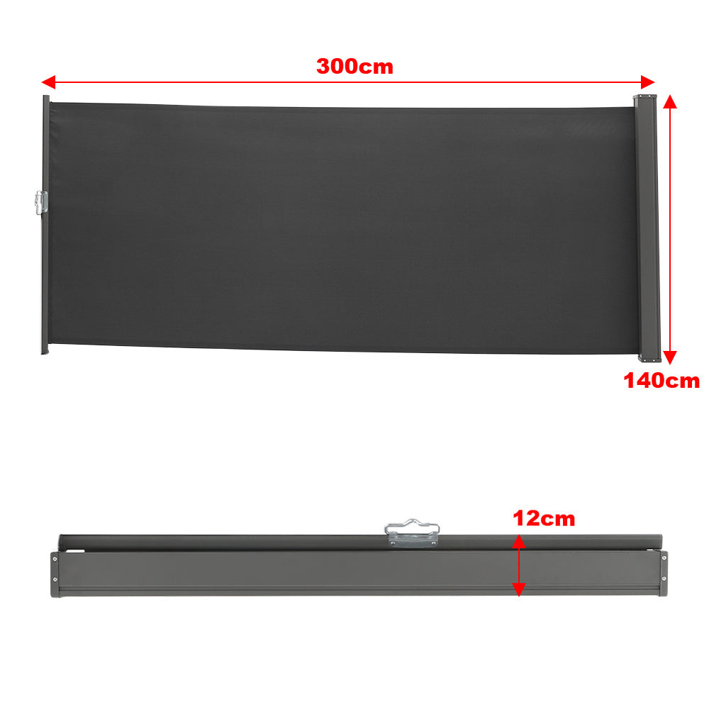 Side Awning Retractable Outdoor Privacy Screen for Garden Balcony Terrace Awnings Living and Home Dark Gray Length 300 cm x Height 140 cm
