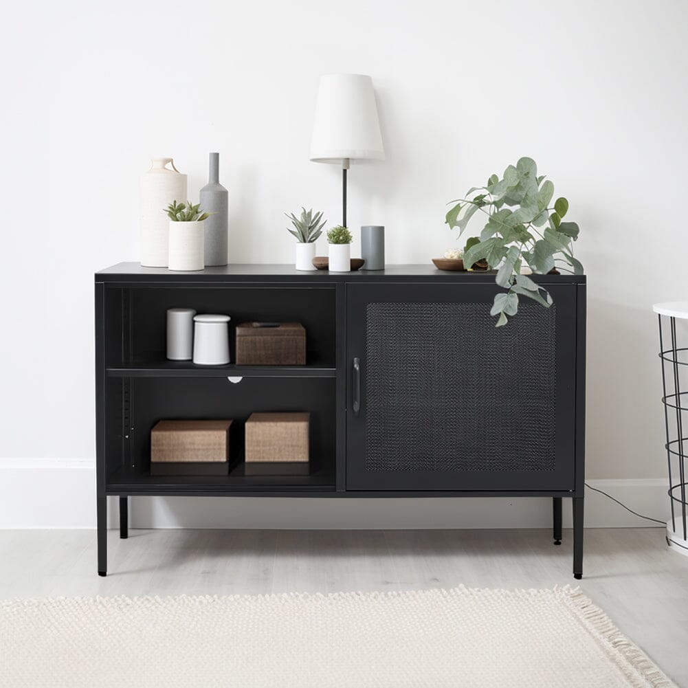 119cm Wide Freestanding Steel File Filing Cabinet with Open Shelves TV Stands Living and Home