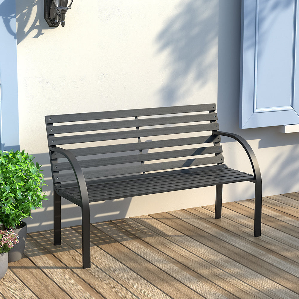 Garden Bench Black Outdoor Patio Park Seat Chair Garden Benches