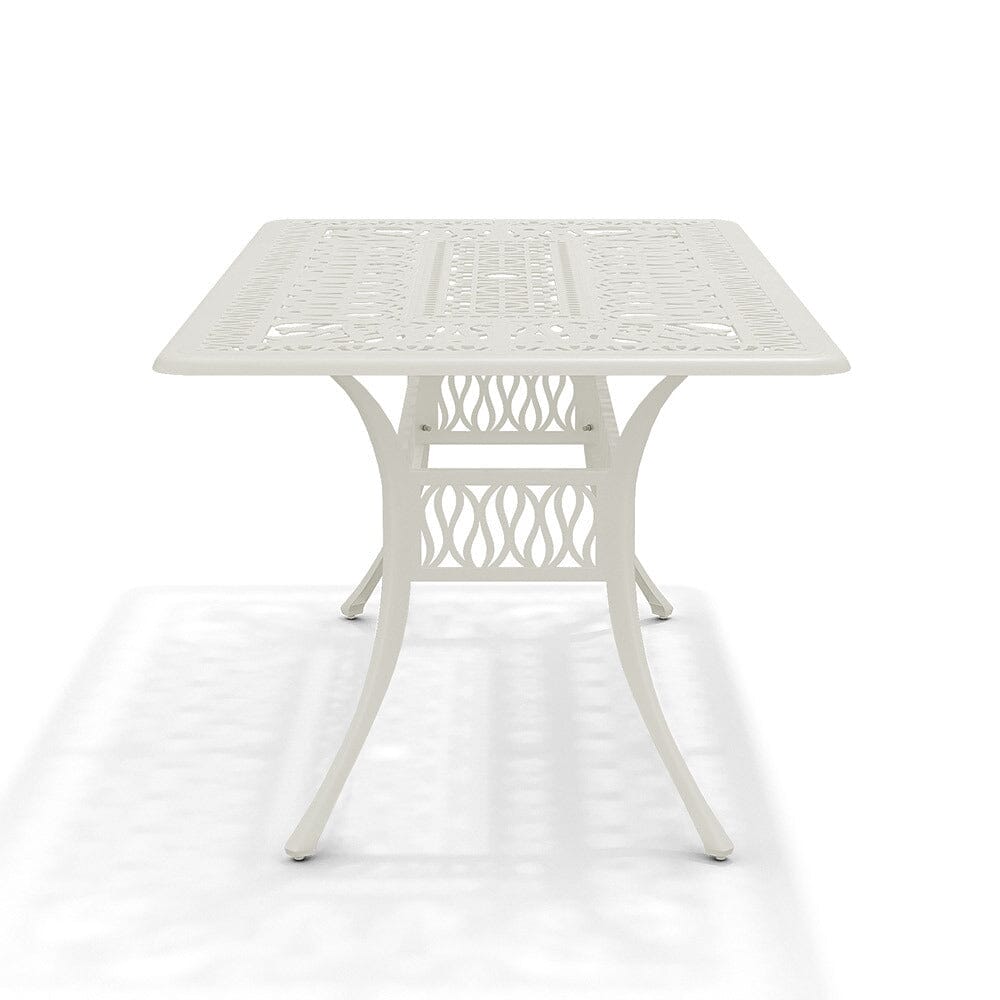 150cm Wide Garden Dining Table Hollow Cast Aluminium Tables White/Black Garden Dining Tables Living and Home