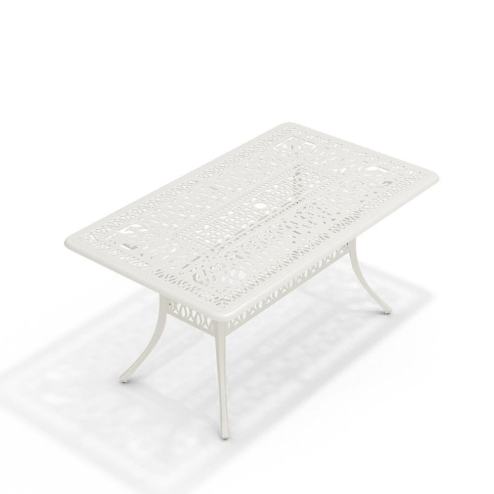 150cm Wide Garden Dining Table Hollow Cast Aluminium Tables White/Black Garden Dining Tables Living and Home