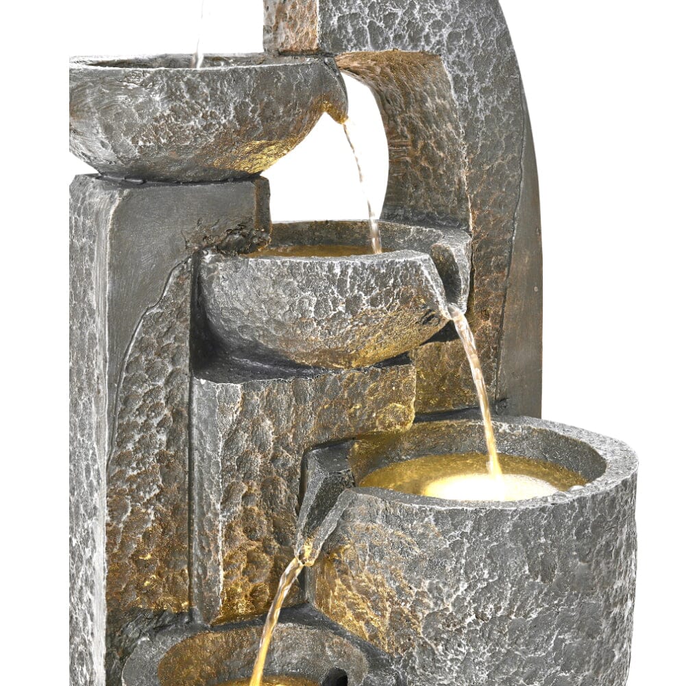 Solar 5-Tier Cascade Water Fountain for Outdoors Fountains Living and Home