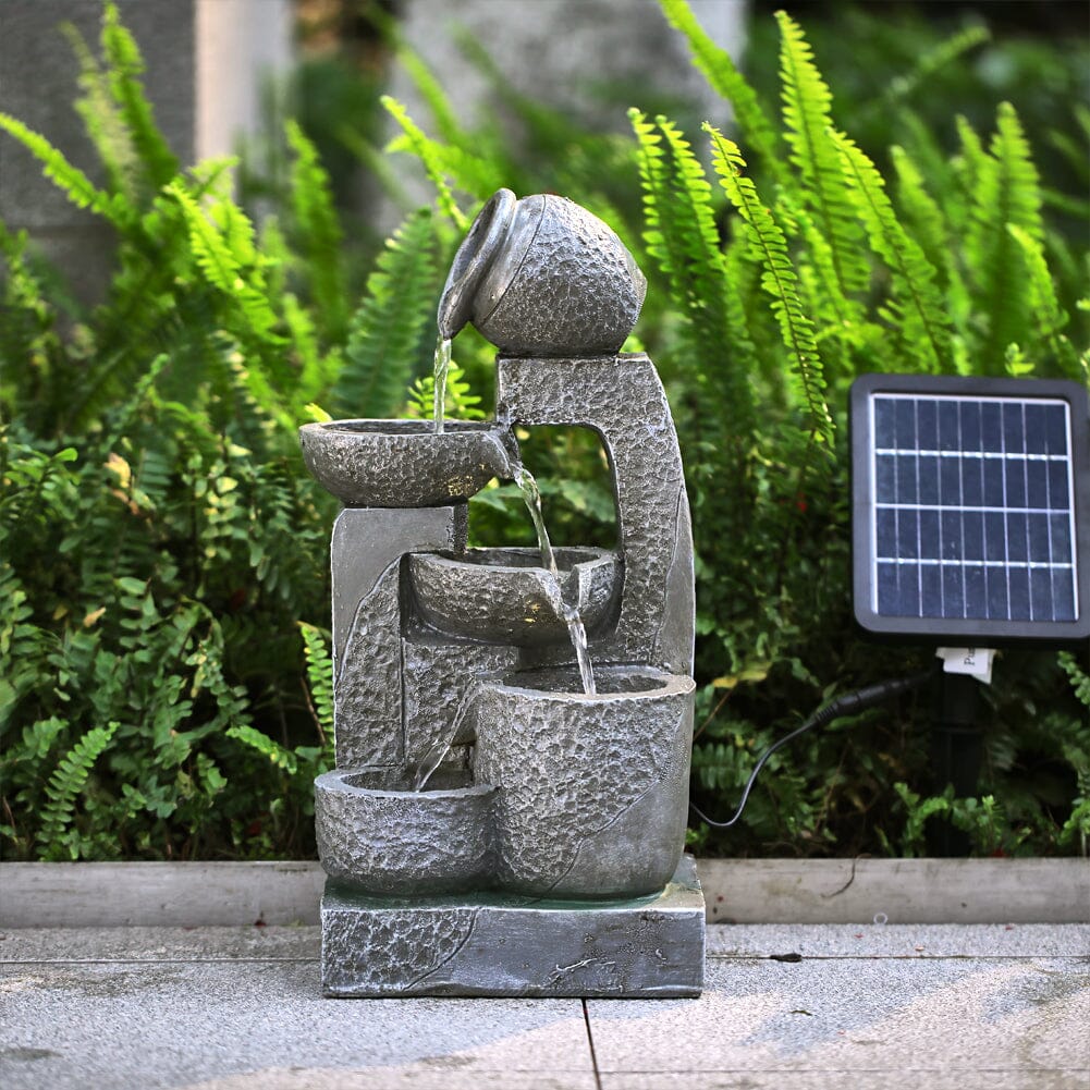 Cascade Solar-powered Water Fountain for Outdoors Fountains Living and Home