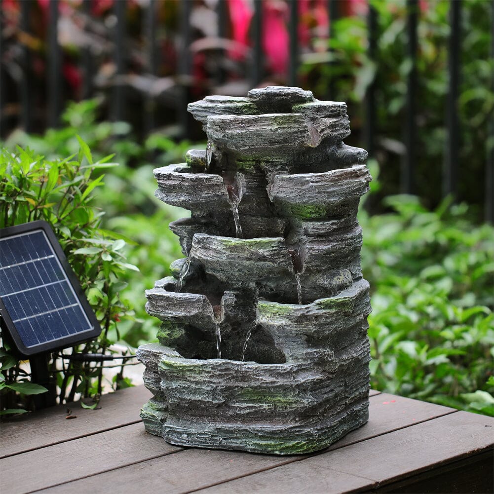 Faux Rock Garden Fountain with Lights Fountains Living and Home
