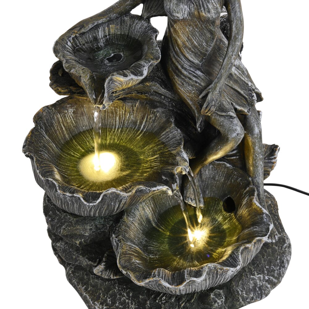 Fairy Solar Resin Water Fountain with LED Lights Fountains Living and Home