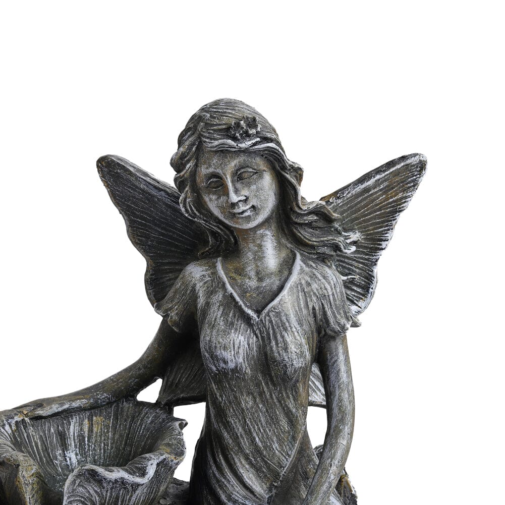 Fairy Solar Resin Water Fountain with LED Lights Fountains Living and Home