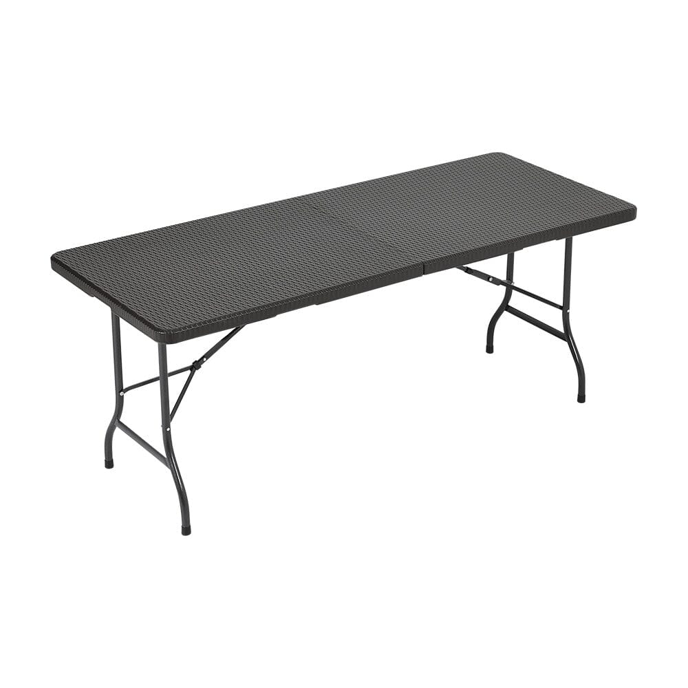Portable Outdoor Folding Table - Rattan Plastic, Black Collapsible Design Foldtable table Living and Home