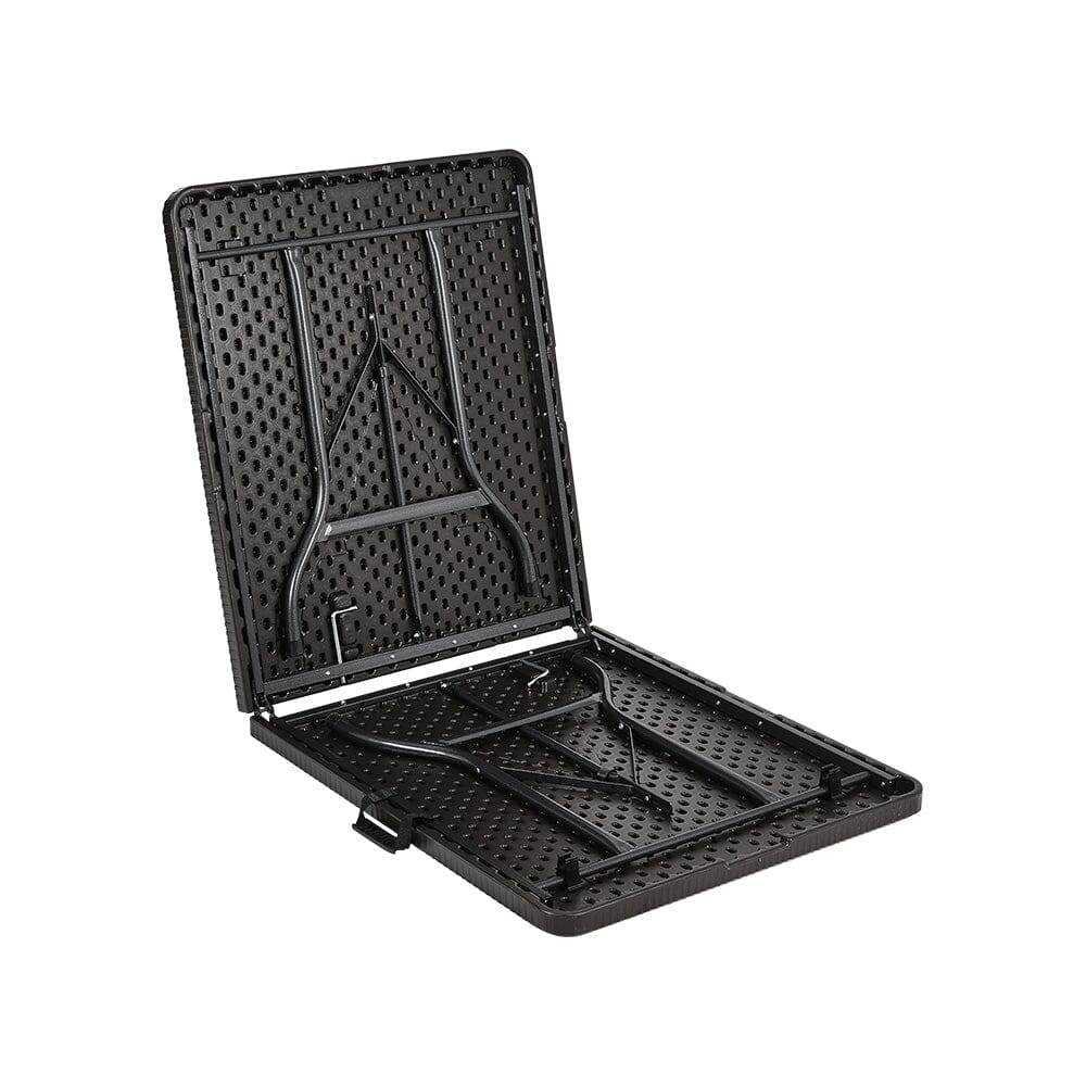 Portable Outdoor Folding Table - Rattan Plastic, Black Collapsible Design Foldtable table Living and Home